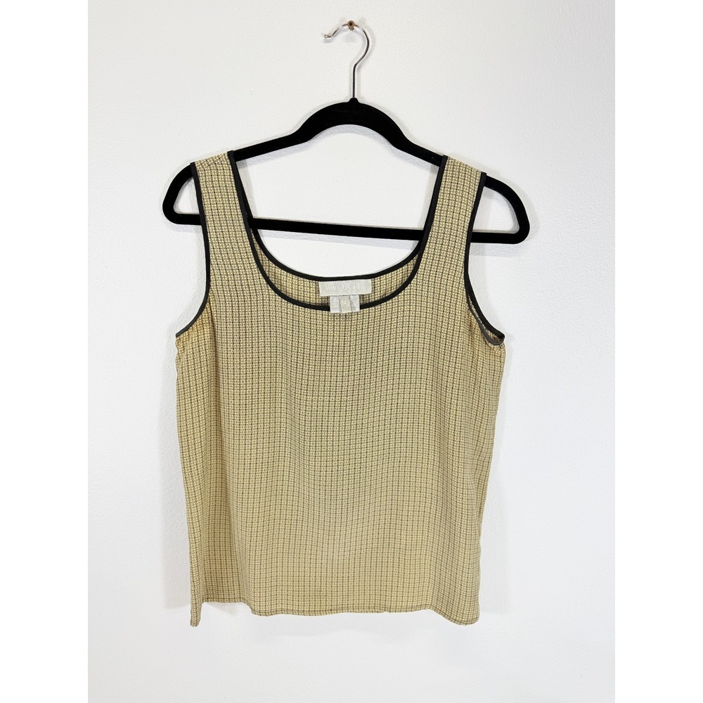 Worth New York Vintage 90s Classic Geometric Grid 100% Pure Silk Tank Top Size 4